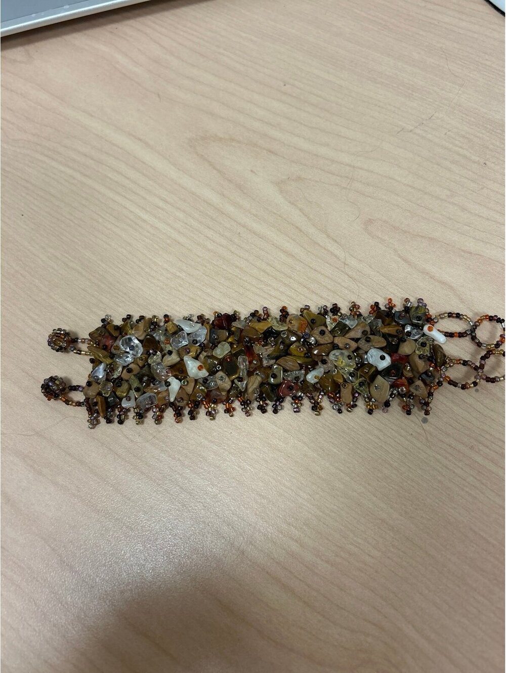 Natural Earthtone Stone Wide Bracelet